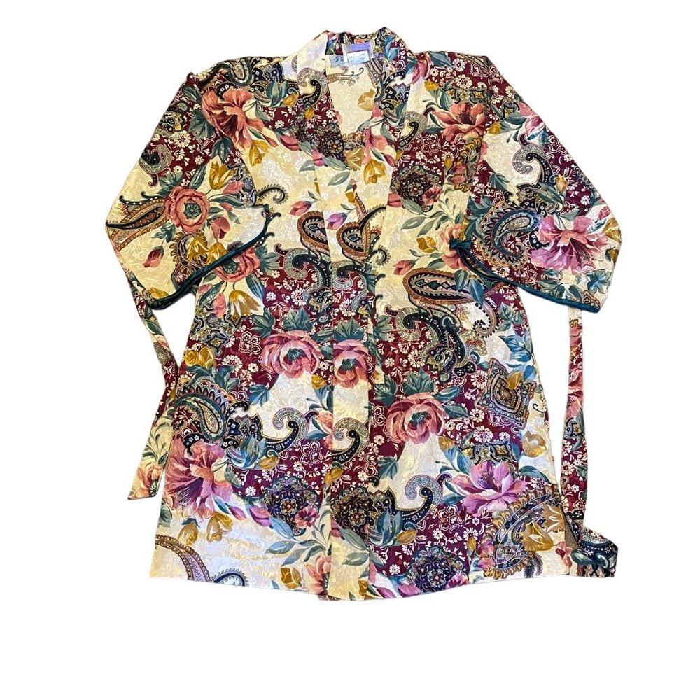 Vintage California DynastyPaisley & Floral Print Kimono Style Lingerie Robe